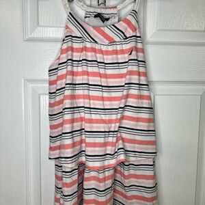 Girls Nautica Striped Dress Size 7 Pink White Navy Summer Dress